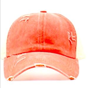 Distressed high ponytail baseball hat